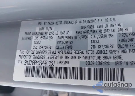 2025 Mazda Cx-30 2.5 S Select Sport из США, поврежденный, VIN 3MVDMBBM0SM781263